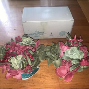 Vintage Partylite 1” Mulberry/Evergreen Pair Candle Rings New In Box P0529